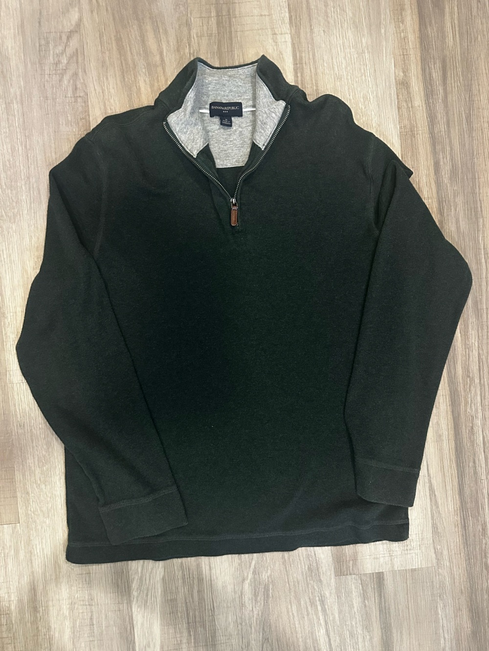 Banana Republic Men's Dark Green Quarter-Zip Sweater